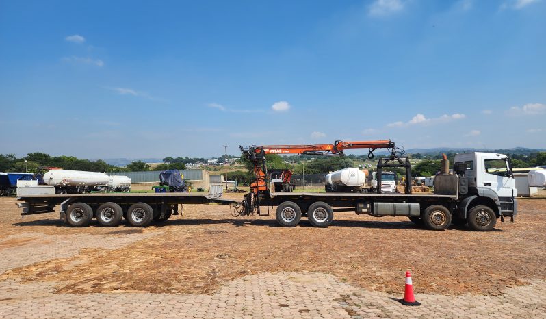 
								2016 Mercedes-Benz 3535 Twinsteer with Atlas 168CS Brick Crane and 2016 Afrit Drawbar Trailer full									