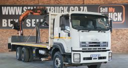 2013 ISUZU FXZ 26-360 FLAT DECK WITH PALFINGER PK 15500 BRICK CRANE