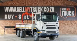 2012 SCANIA G380 6X6 DROPSIDE WITH PALFINGER PK23500 CRANE
