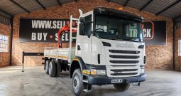 2012 SCANIA G380 6X6 DROPSIDE WITH PALFINGER PK23500 CRANE